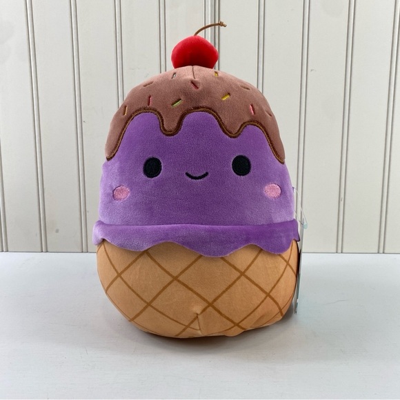 Squishmallow 10” Plush Scented Ice Cream Cone Toy with Chocolate Cherry Topping - Picture 2 of 12